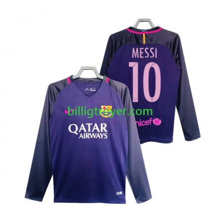 Billige Fotballdrakter FC Barcelona Lionel Messi 10 2016 2017 Retro Bortedraktsett Langermet